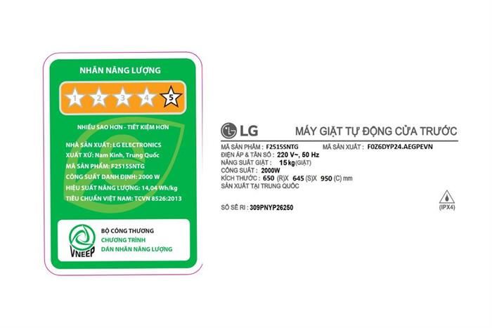 Máy giặt LG AI DD Inverter 15 kg F2515SNTG